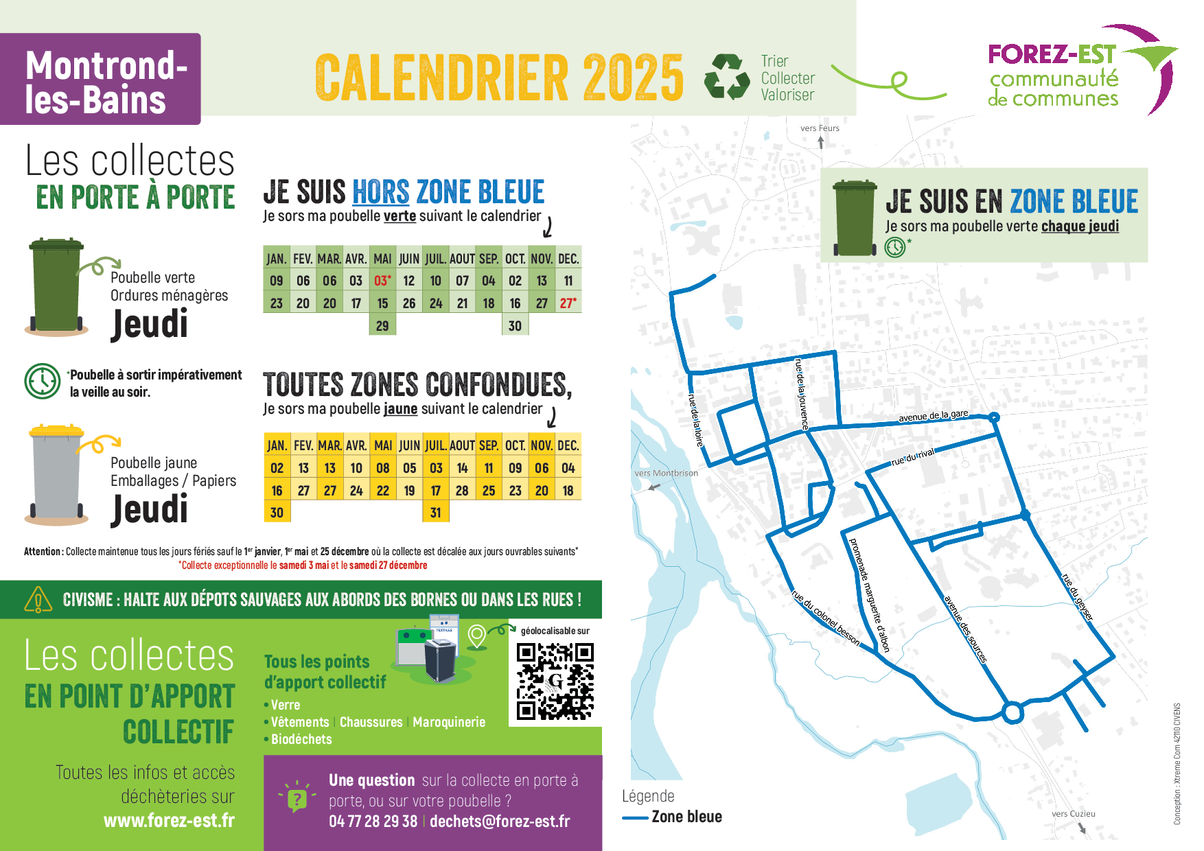 Calendrier collecte à Montrond les Bains